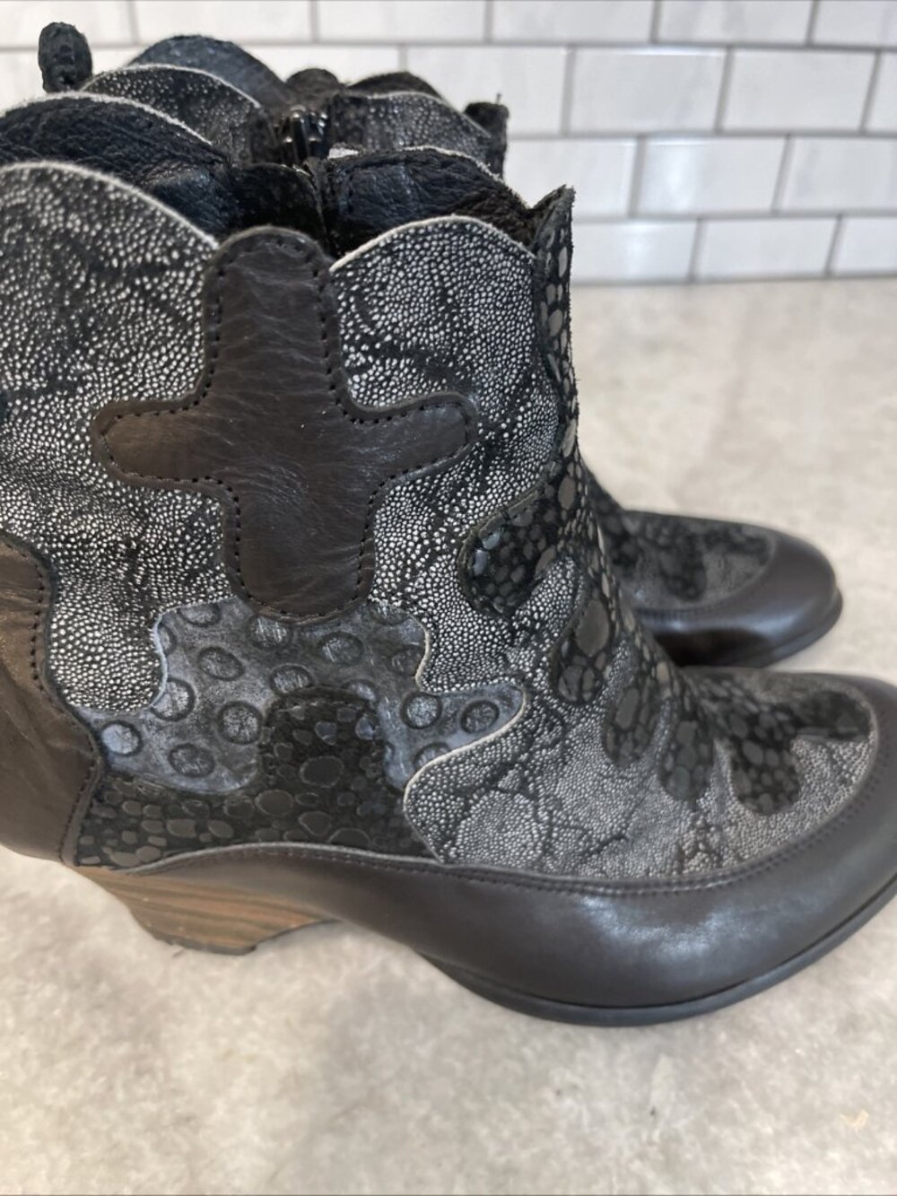 Jan Jansen Boots Womens Size 9 Black Bootie Leather Gothic Advant Garde Eur 39 - Picture 4 of 12